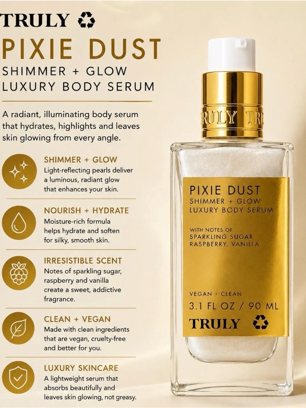 Truly Pixie Dust Shimmer + Glow Luxury Body Serum (3.1 fl oz / 90 ml)